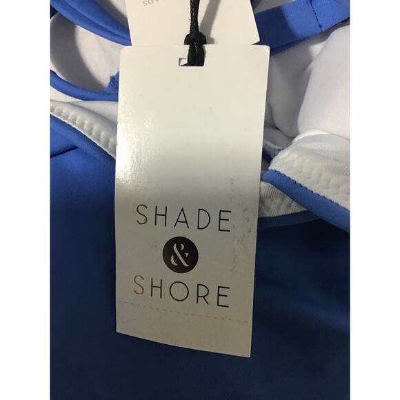 SHADE & SHORE XL 16-18 Blue Twist-Front Keyhole Strappy Swim Bikini Top NWT b144 - Picture 6 of 9